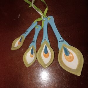 Ceramic Measuring Spoons Set - Blue and Olive